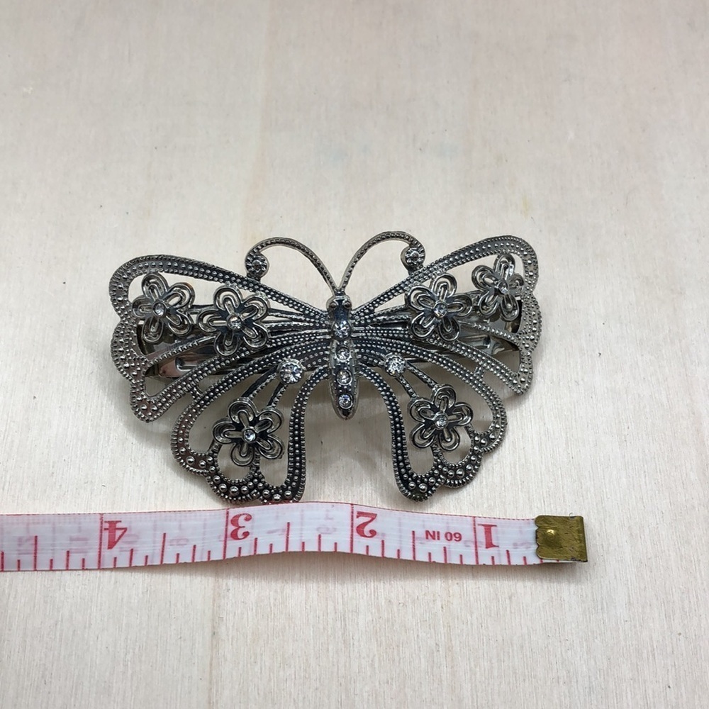 Vintage 2 barrette hair clips enamel and butterfly. - Picture 7 of 8